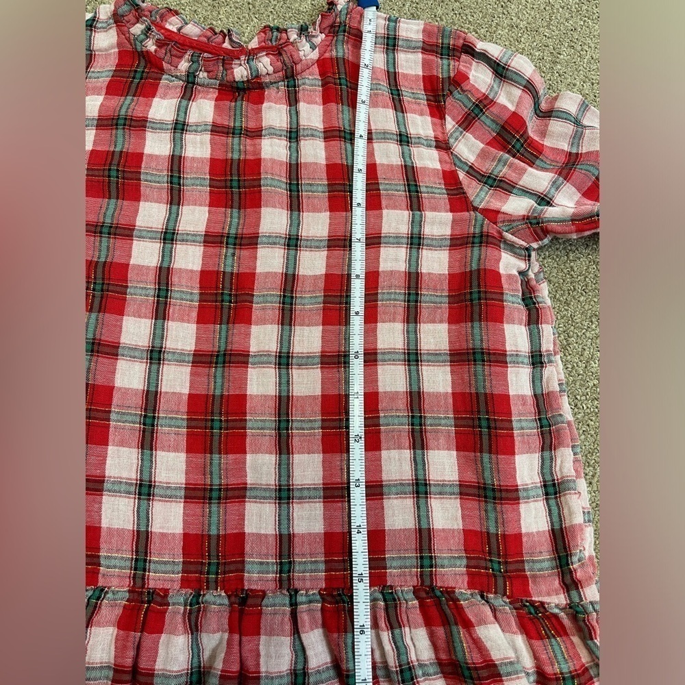 Cat & Jack: Girl’s Red/Green/Gold Plaid Long Sleeve Blouse, Size L (10/12) - Picture 8 of 12